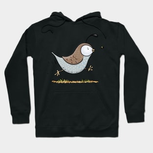 Cute running californian quail cartoon illustration Hoodie